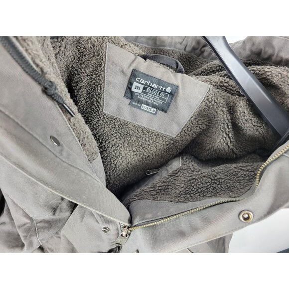 Carhartt Fleece Lined Relaxed Fit Coat Jacket Mens Size 3XL Gray Black 0J3826-M - Picture 8 of 11